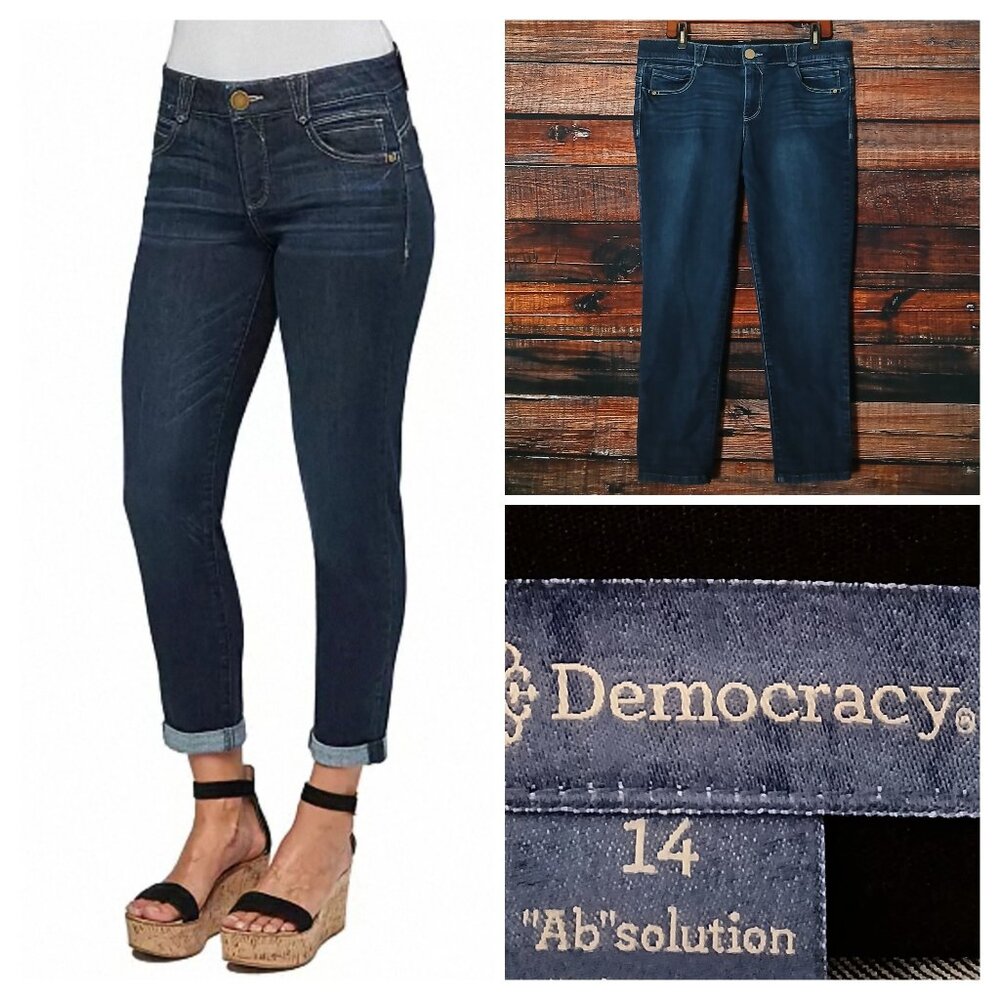 Democracy Jeans 14 Ab Solution Ankle Skimmer Mid Rise Dark Wash Denim Stretch